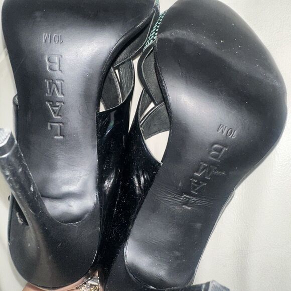 NEW L.A.M.B. Beverlee Stiletto Heel Peep Toe Strappy Turquoise Sz 10 NEW - Picture 7 of 8